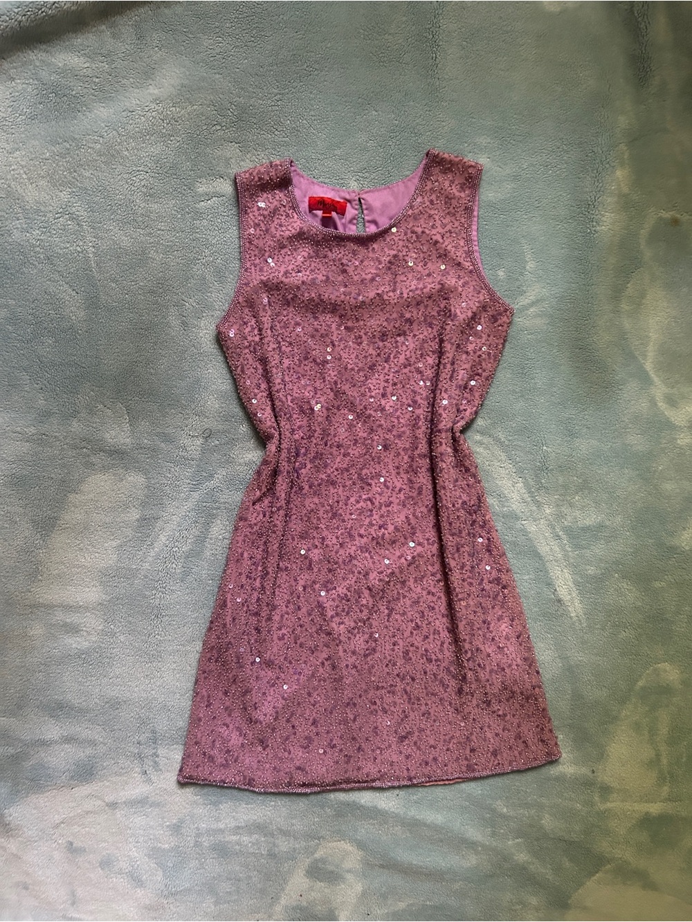 Vintage silk beaded lavender mini dress